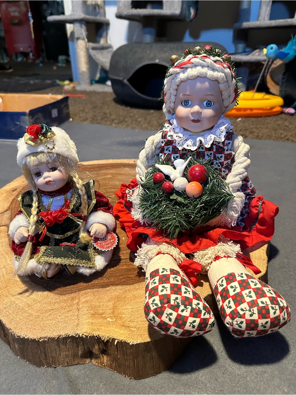 Christina Holiday Doll Pair in Red, Green, Cream